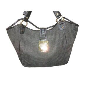 MICHAEL KORS Black Charlton Basket Woven X-Large Straw Tote